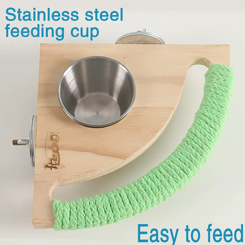 Perchas para Áviles - Soporte de Cárcel con Tazón de Aluminio Inoxidable para Papagayos y Colibris — imagen 4