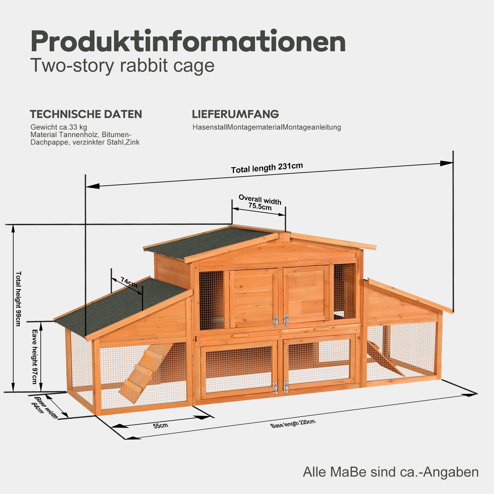 Extra-large Wooden Rabbit House, Chicken Coop, Outdoor Unit That Can Be Easily Assembled And Stable, Indoor With Cleaning Tray And Waterproof Roof, Suitable For Small And Medium-sized Rabbits And Chic — image 2