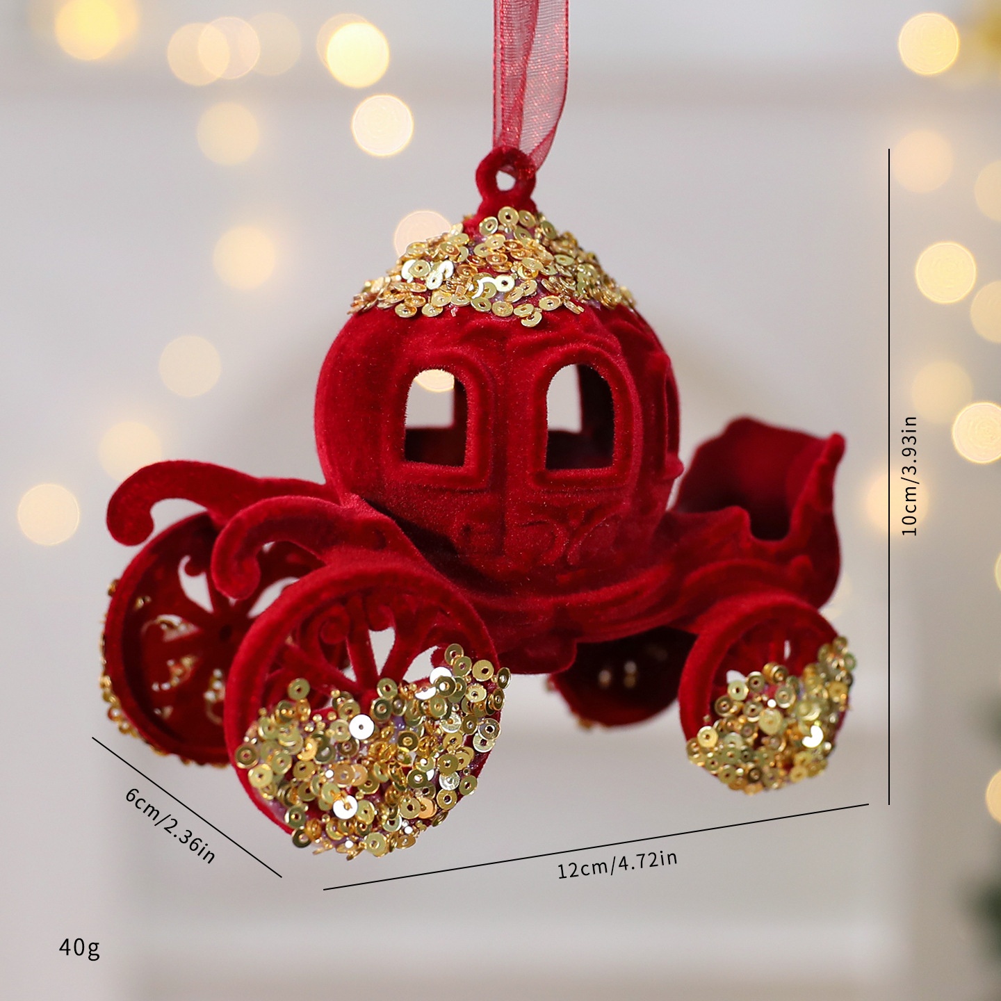 Christmas Decoration Velvet Red Wreath Bow Deer Ornament Tree Hanging Decor — imagen 12