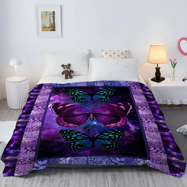 Manta de Algodón Suave con Diseño de Mariposas - Un Achatado y Calentito Tapiz para Oficina, Cama, Camping y Viajes - Regalo Versátil para Todos los Estaciones — imagen 3