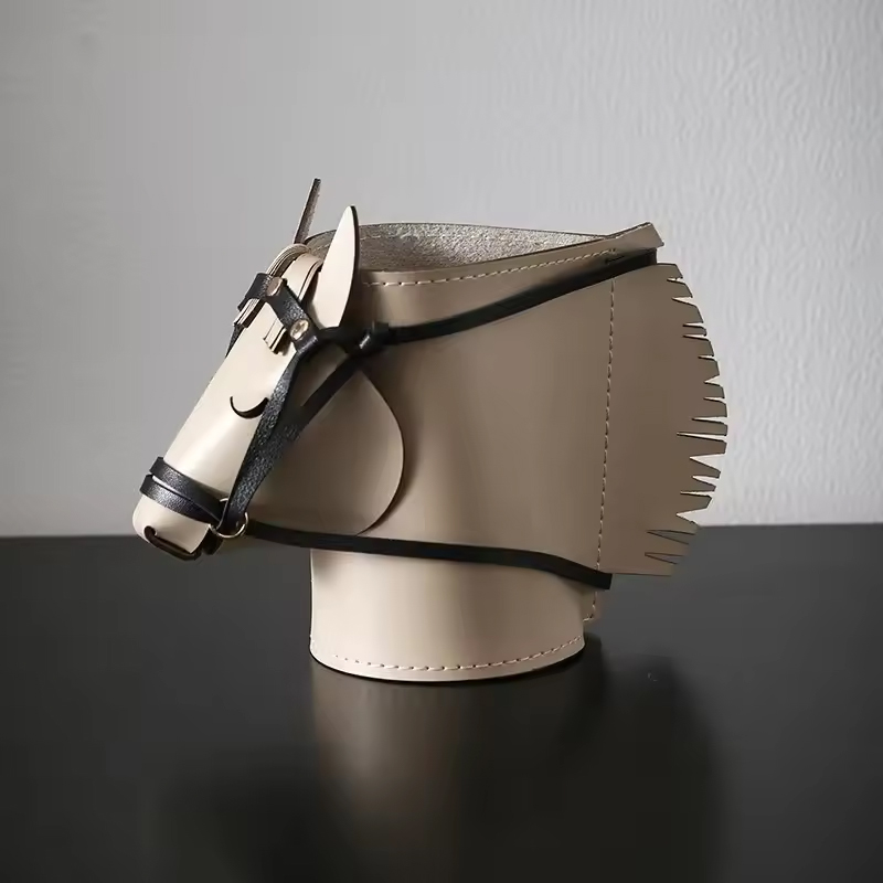 Leather Horse Head Storage Box, Makeup & Jewelry Organizer for Desk, Living Room & Study — image 1