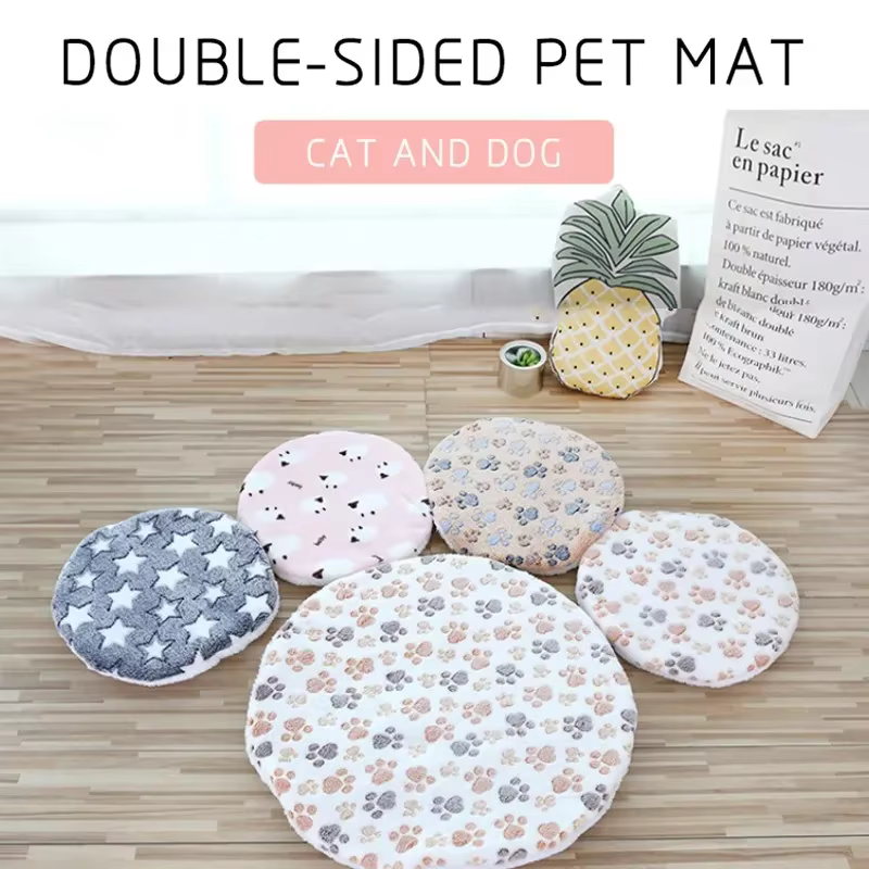 Plush Cat Bed Mats Round Pet Bed for Cats Small Dogs Soft Fleece Pet Sleeping Mat Kitten Puppy Nest Pet Cushion Cat Accessories — image 2
