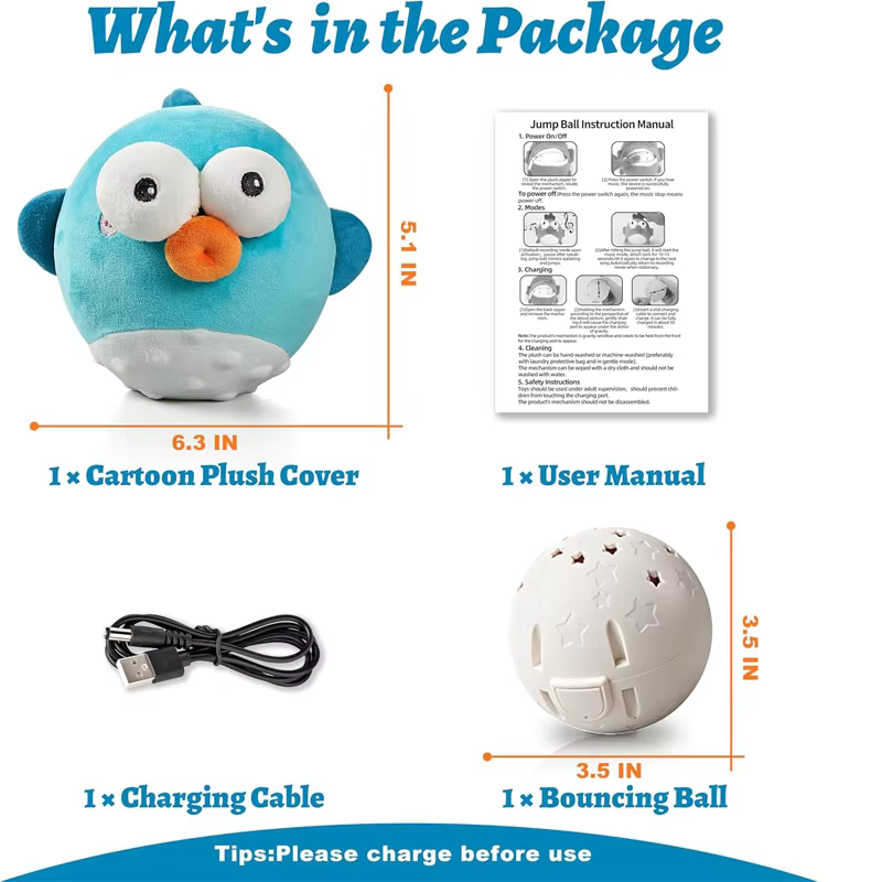 Pet Cat Dog Toy, Rechargeable Crinkle Chew Interactive Squeaky Toy with Jumping Music Moving Ball, Small Medium Large Breed Puppy — image 4