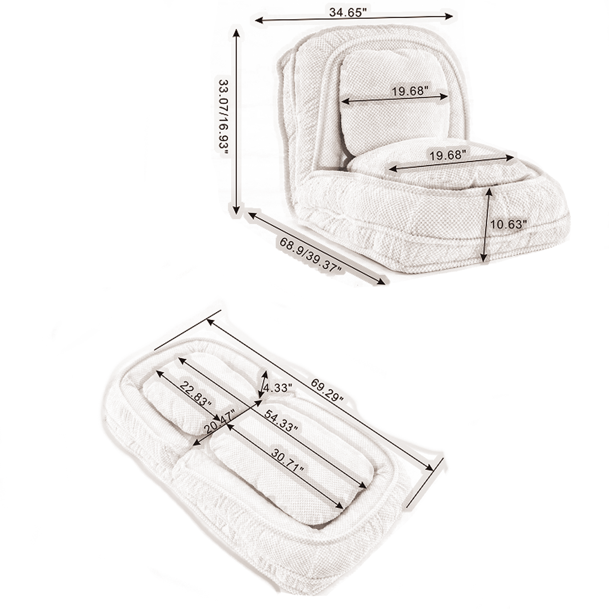 Cama para Perros Humano, Sofá Relajante 5 Posiciones Ajustables, sentarse, dormir, plegar, ideal para sala de estar, dormitorio, Diseño Ahorrador de Espacio Verde — imagen 10