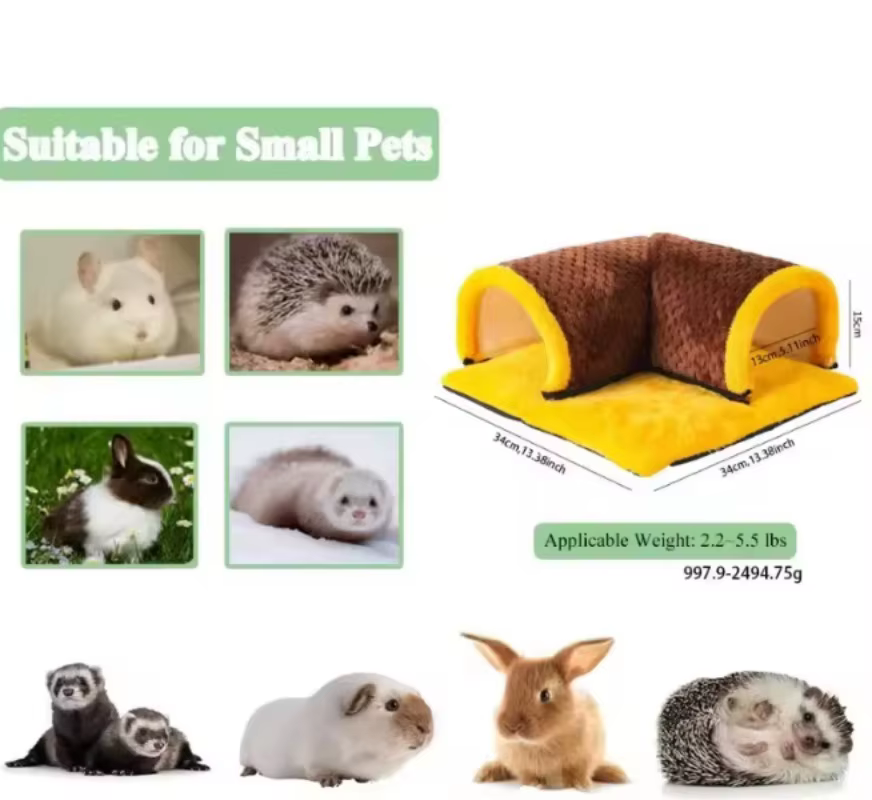 4 Piezas de Túneles de Peluche para Hámsters, Jaula Cálida de Invierno para Cobayas, Ardillas, Conejos, Chinchillas y Petauros del Azúcar — imagen 2