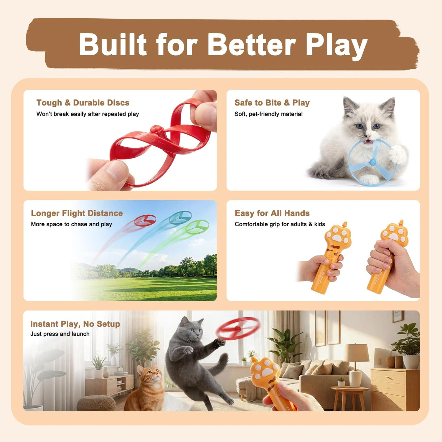 Cat Fetch Toy Flying Disc Launcher Rechargeable Interactive Cat Toys & 10 Discs — image 22