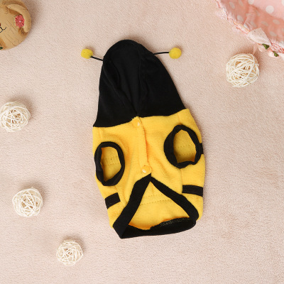 Pet Clothes Cute Bee Dress Dog Clothes Teddy Two-legged Dog Clothes Hooded Fleece — image 2