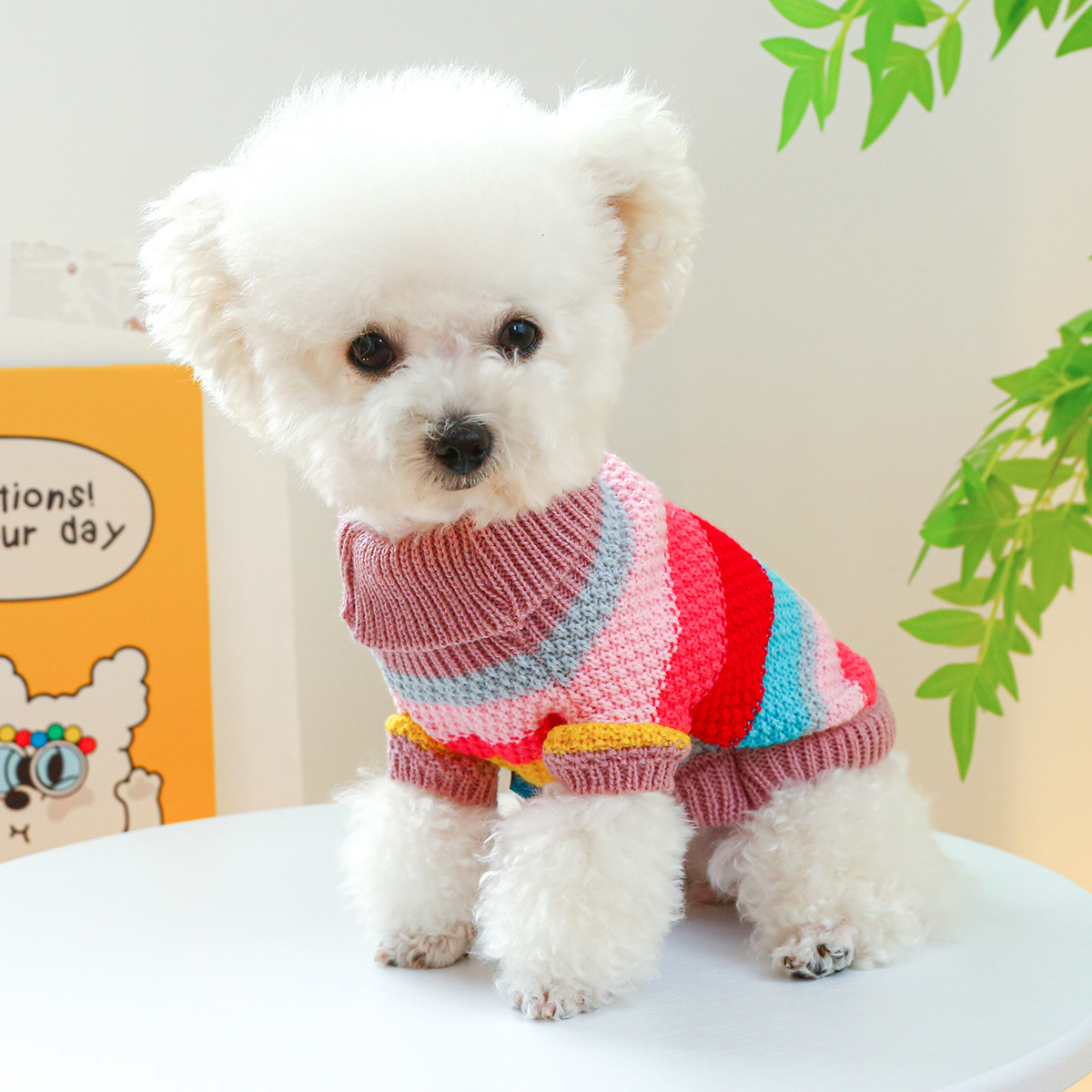 Sudadera cómoda de rayas coloridas para mascotas — imagen 9