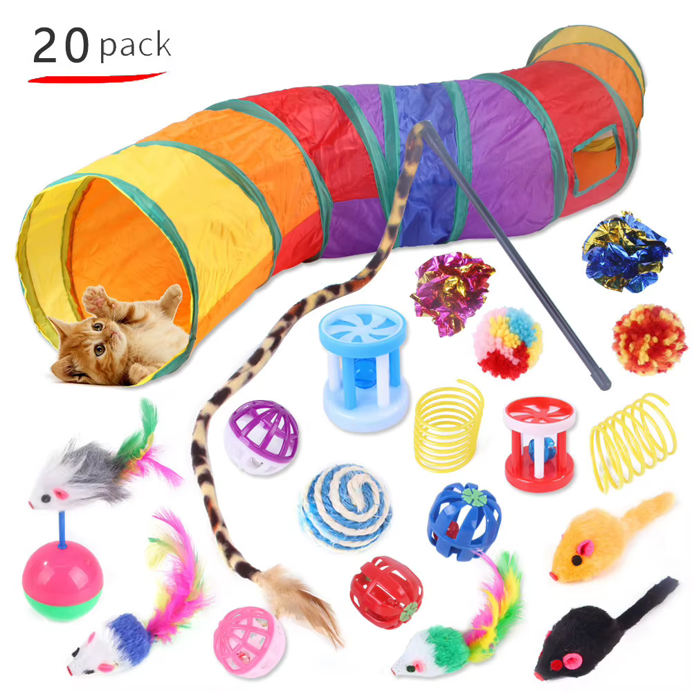 Set de 12-24 Piezas de Juguetes para Gatitos, Combinación Variada de Juguetes para Gatos, Varita Divertida, Ratón de Sisal, Cascabel, Pelota, Accesorios para Gatos — imagen 3
