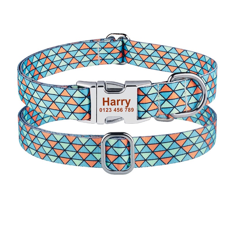 New Printed Pet Collar DIY Engraved Printed Polyester Dog Collar Traction Rope Leash — image 8