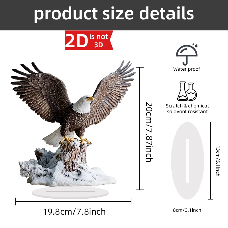 Pieza Decorativa de Acrílico 2D 1 Pieza "El Águila y el Despegue de la Carrera", Regalo de Decoración de Escritorio, Decoración de Oficina, Realista, Potencia la Fortuna Profesional — imagen 2