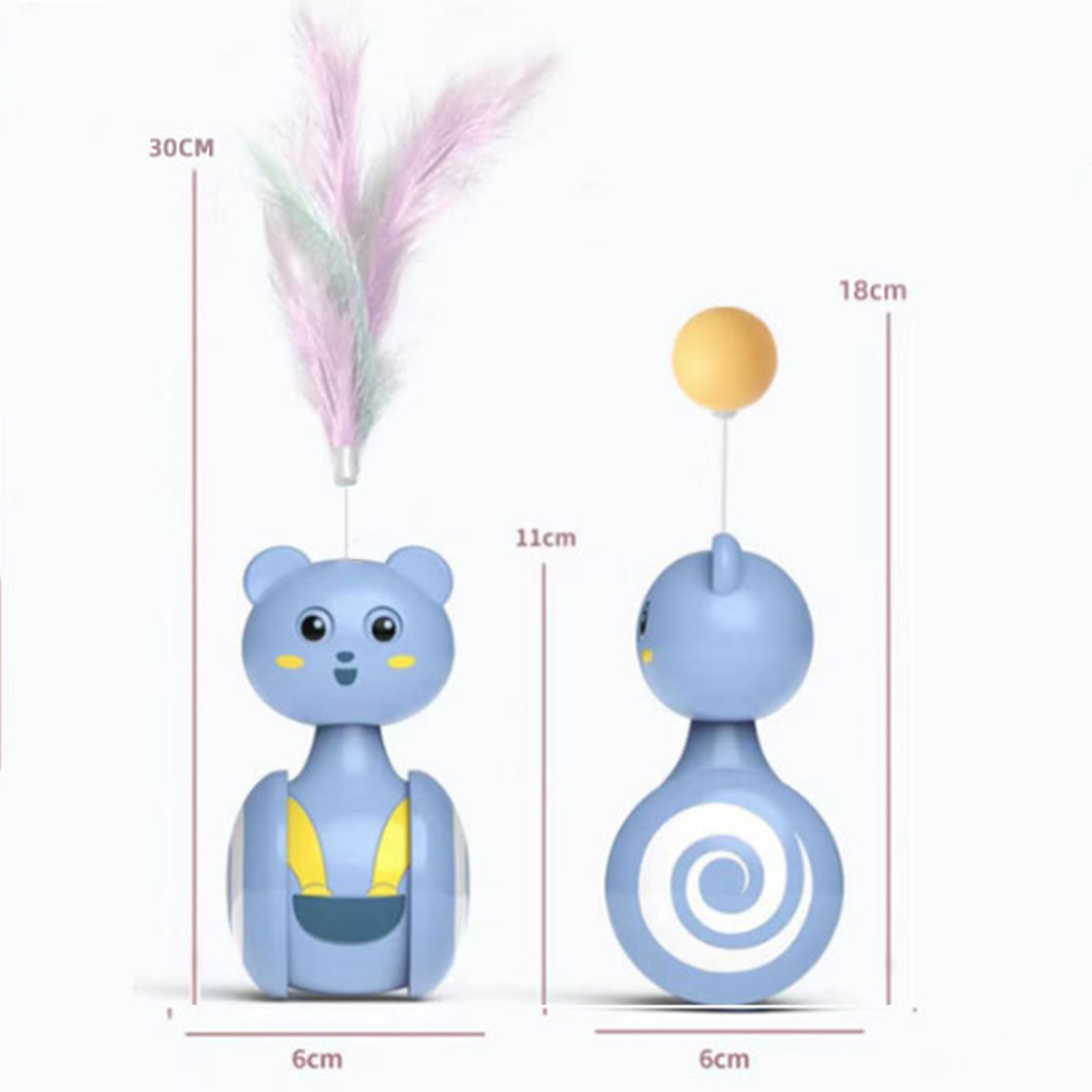 Cat Interactive Feather Toys Pet Bumbler Funny Toy Interactive Cats Toys Cat Rolling Teaser Feather Wand Toys Rotating Ball — image 11