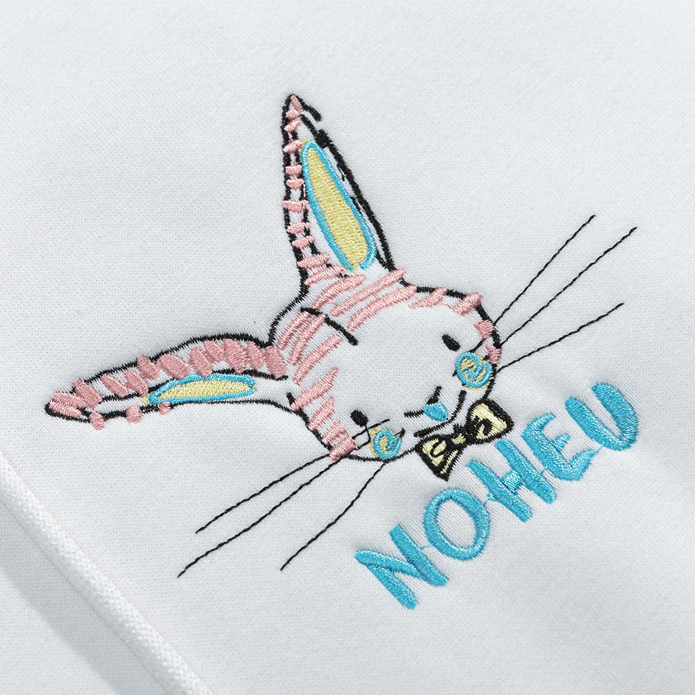 Cartoon Rabbit Embroidered Hoodie with Velvet — image 4