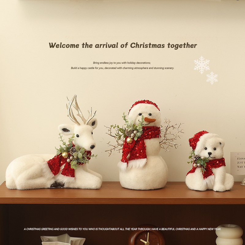 Christmas Decoration Figurines Snowman Santa Reindeer Squirrel Polar Bear Christmas Tree Ornaments Scene Decoration — image 4