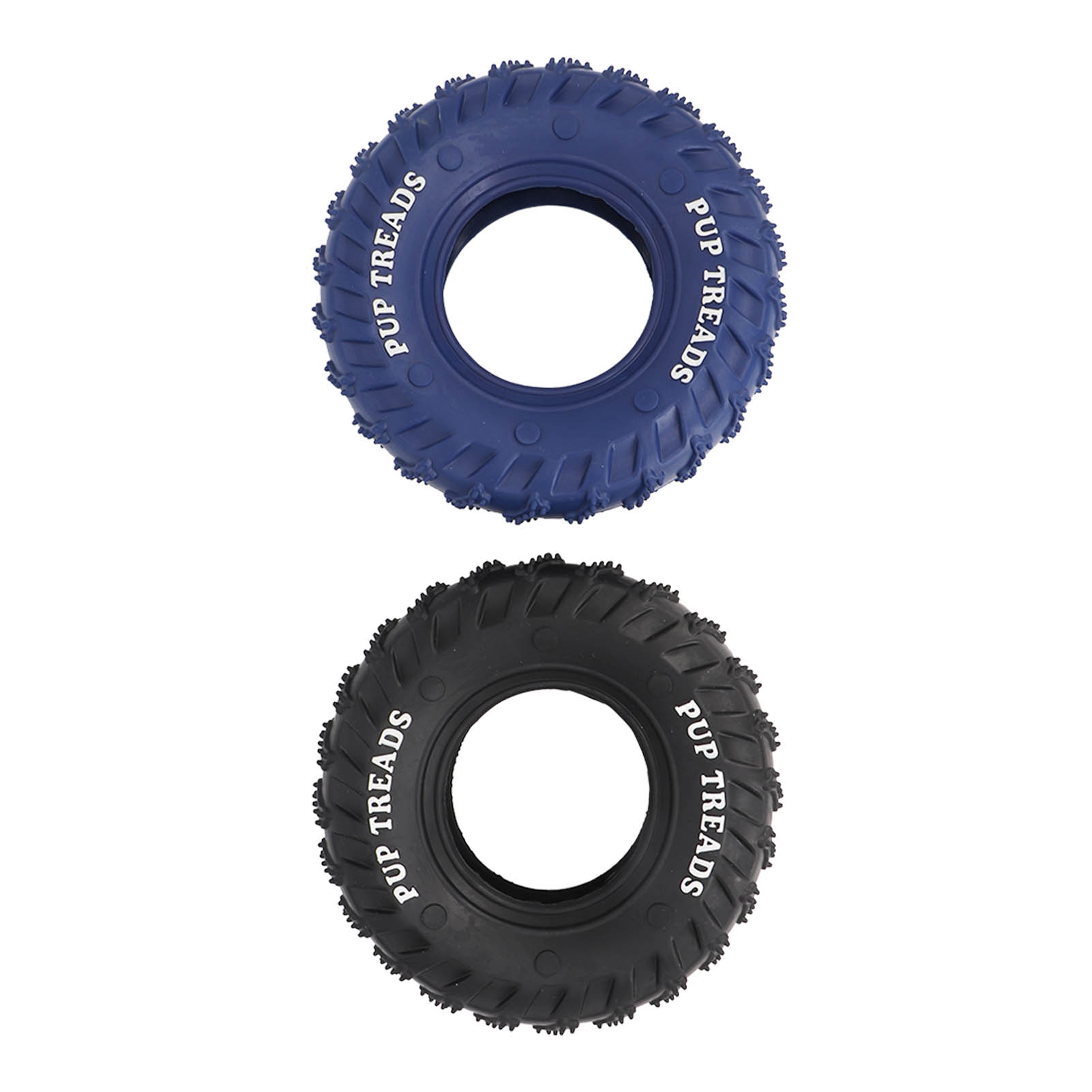 2 juguetes masticables para perro en forma de neumático de goma azul y negro, seguros, para perros medianos y grandes