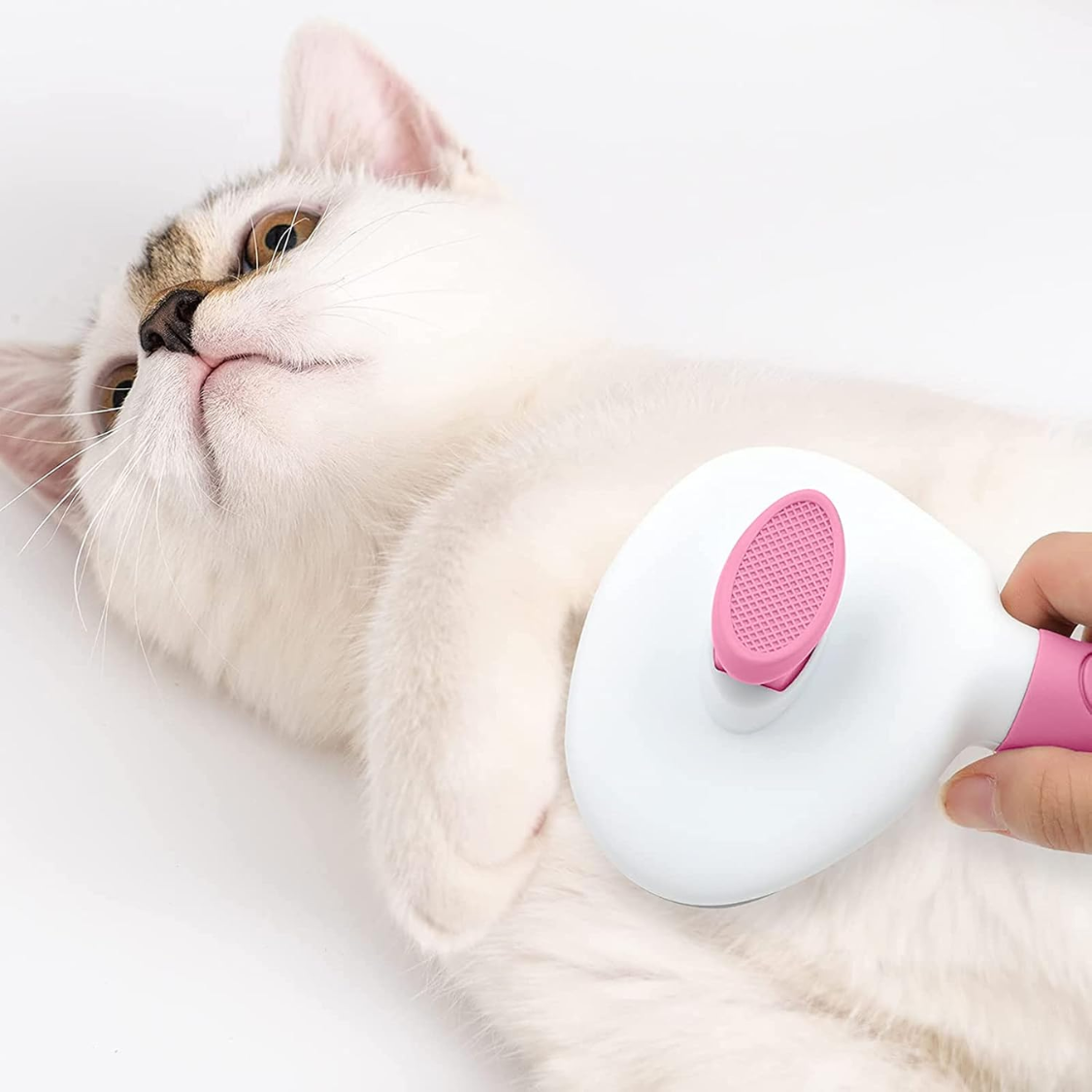 Pinceñas para gatos de interior y cepillo para perros con pelo que cae, cuchillas metálicas para peinar con botón de liberación para el aseo del pelaje de cachorros — imagen 6
