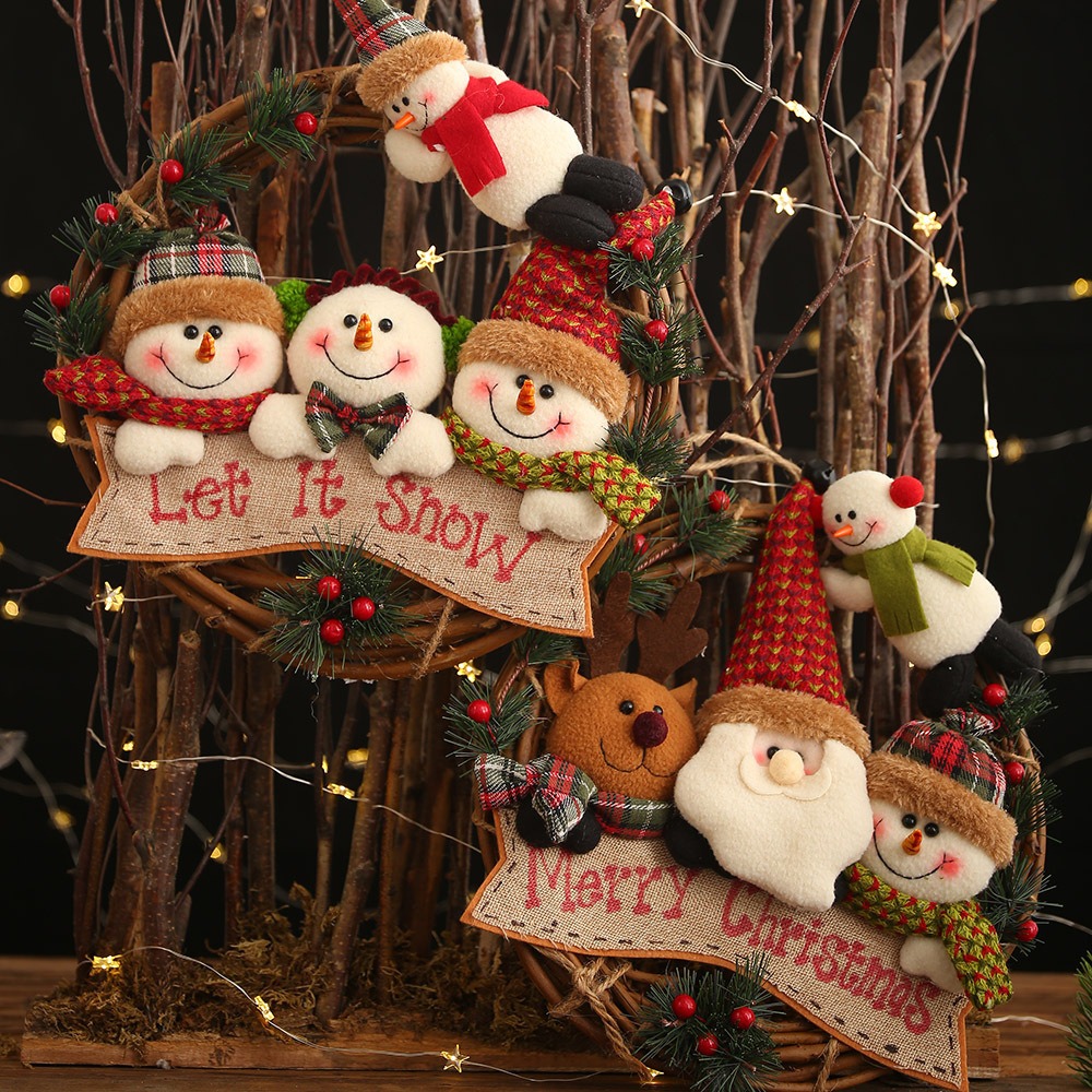 Elderly snowman elk vine circle pendant vine garland pendant door hanging wall decoration — image 4