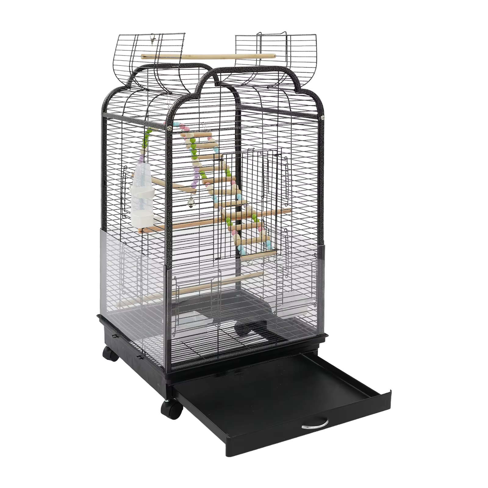 Casa para Pájaros de Hierro Grande con Techo Doble y Caja Retirable para Cacatúas Budgies y Loros — imagen 2