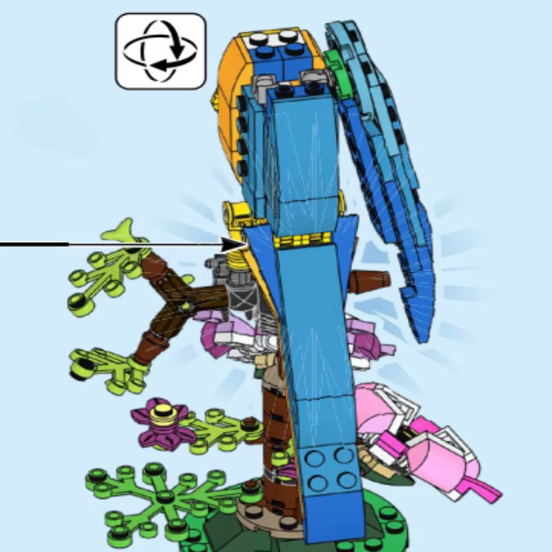 Set de Construcción de Bloques 3 en 1 de Loro, Se Transforma en 3 Figuras de Animales Diferentes - de un Loro Colorido, a un Pez Nadando, a una Tierna Rana — imagen 4