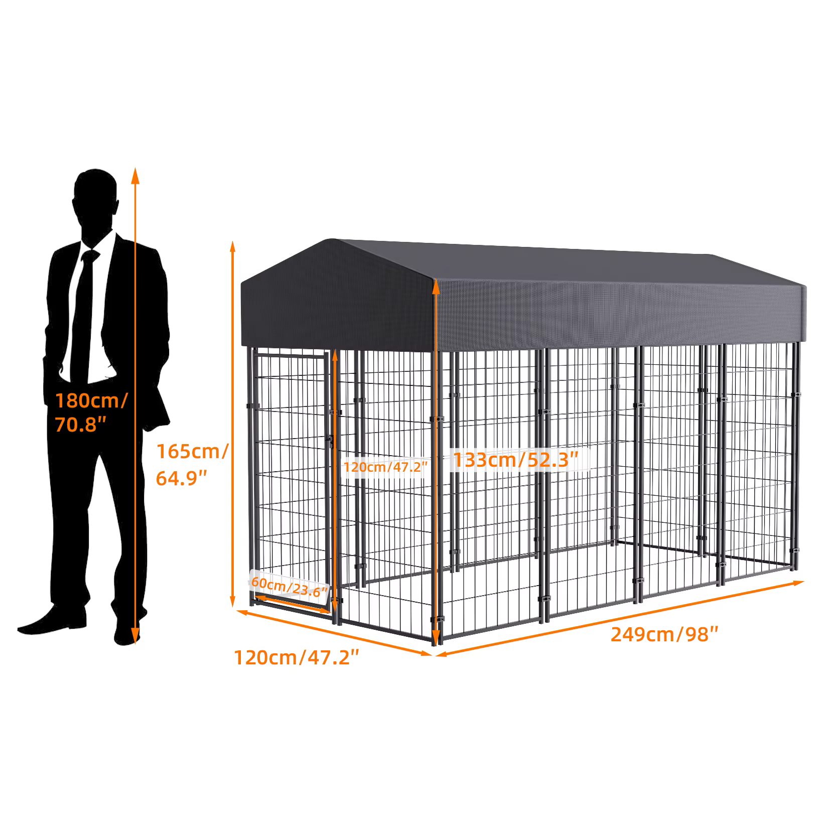 Casa para Perros Grande Exterior con Cubierta Anti-UV y Resistente a Agua - Jaula de Plástico Metálica para Mascotas — imagen 3