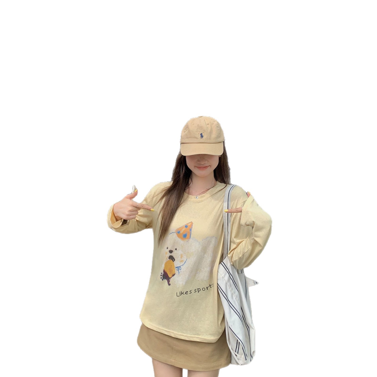 Camiseta de manga larga amarilla con diseño de perro para mujeres — imagen 1
