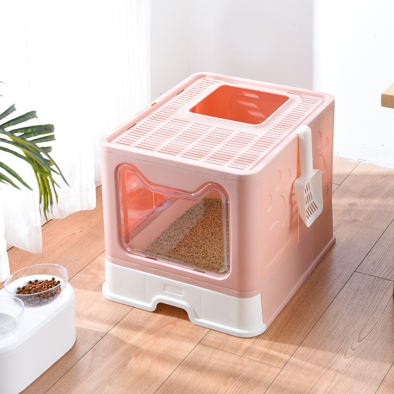 Top-Entry Cat Litter Box Folding Cat Litter Box Independent Packaging Small Volume Fully Enclosed Forward Top-Out Drawer Cat Toilet — image 3