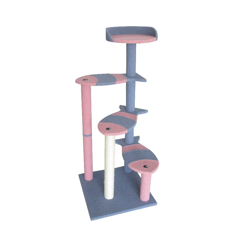 Cat scratching post Sustainable Cat Tree Easy Assembly with Durable Wood and Plush Cat Furniture for Lapping and Climb — image 2