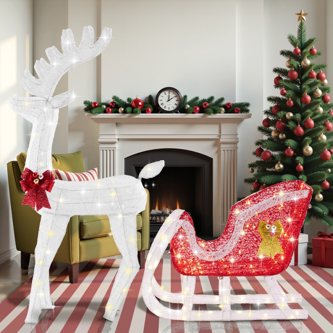 Decoración para Patio de Navidad con Renos y Carros de Remolque — imagen 8