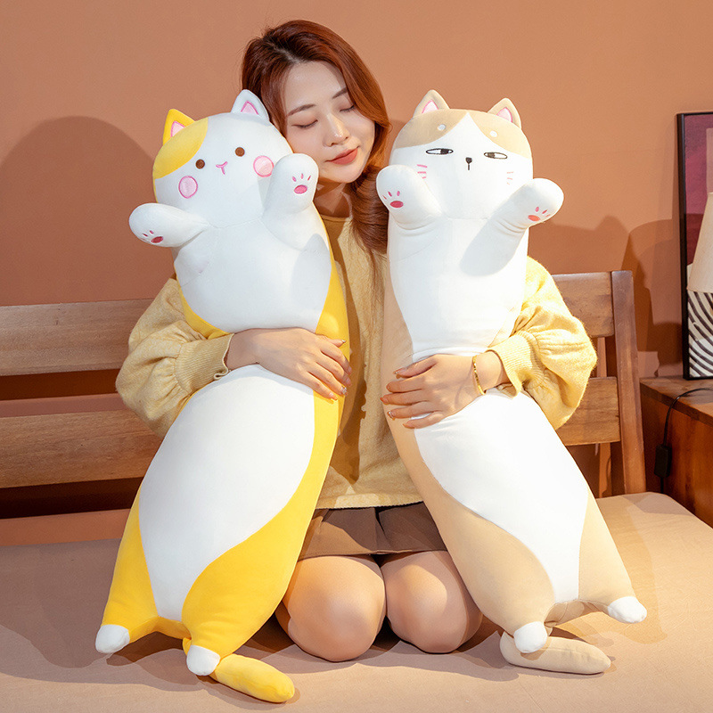 Japanese Chubby Cat Plush Toy Doll Cute Cat Pillow Children Bed Long Pillow Doll — image 3