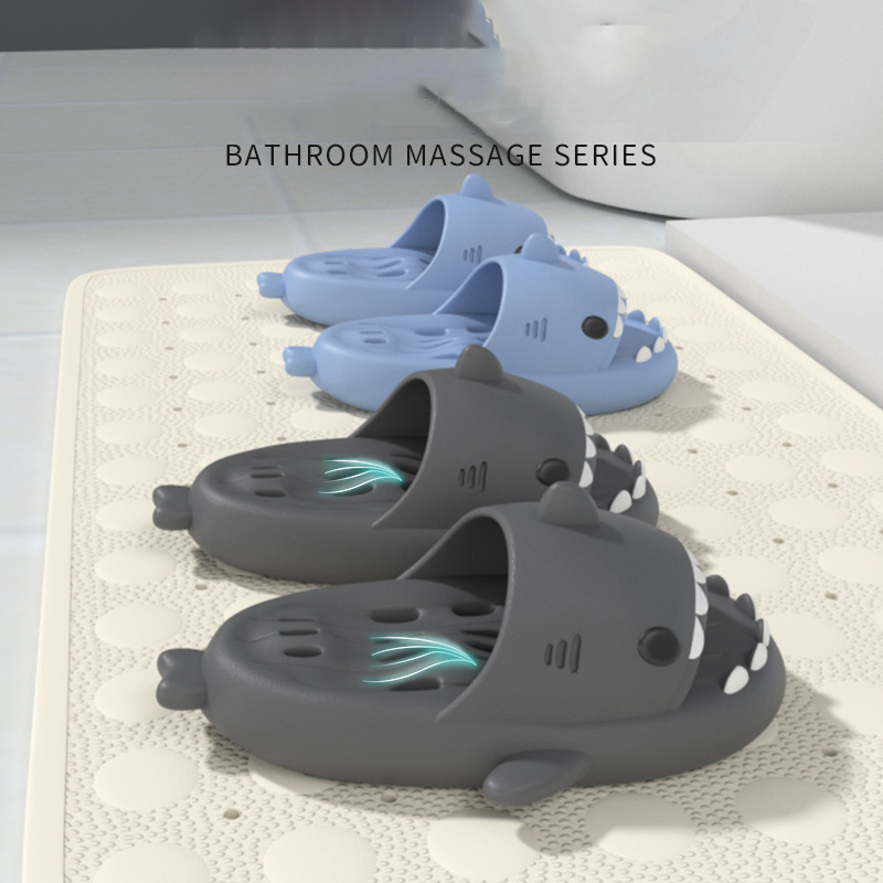 Shark Massage Bottom Slippers Adult Couple Non-Slip Bathroom Leaking Slippers Trend Outdoor Funny Home Cute Sandals — image 3