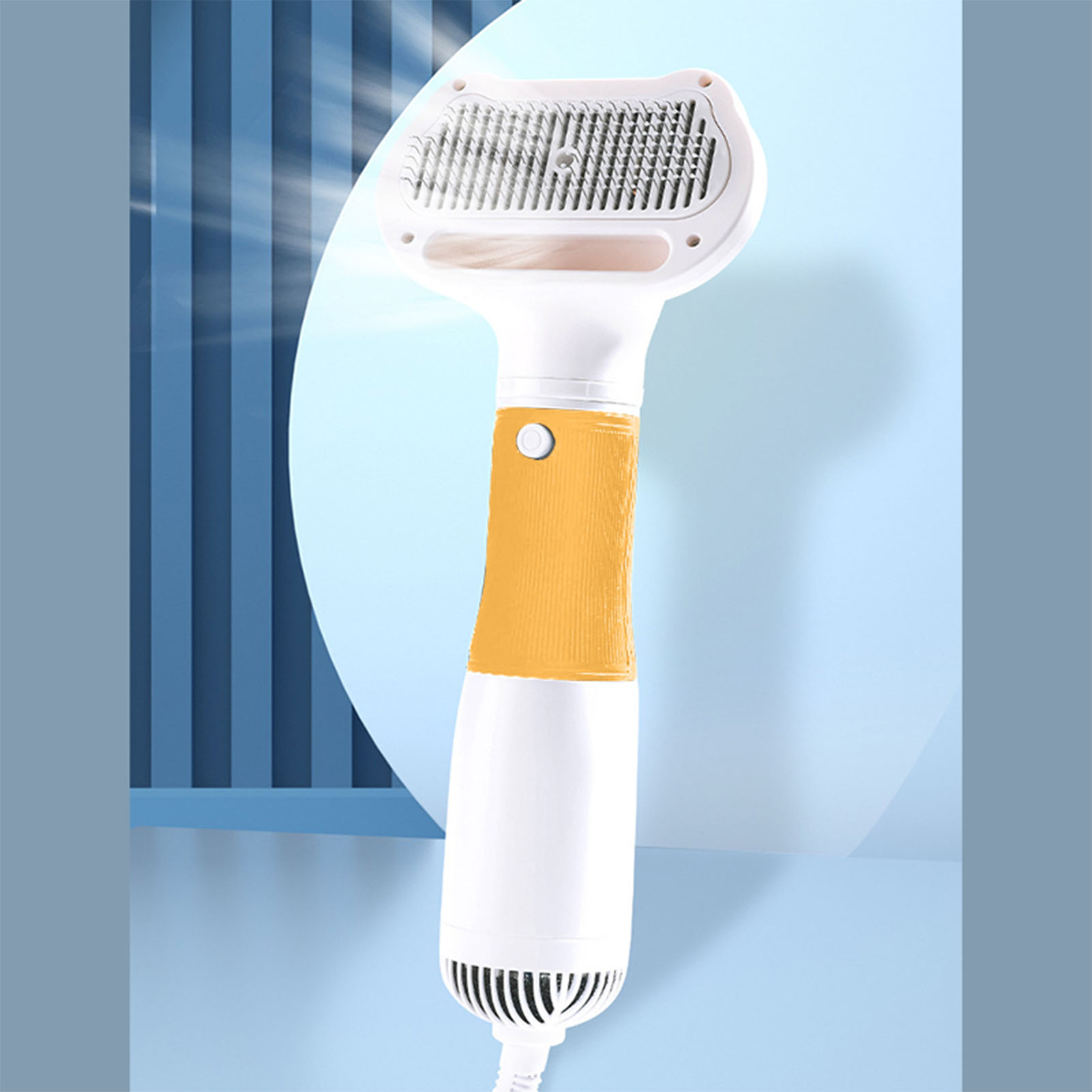 Secador de Pelos de Mascotas con Cepillo Liso Bajo Ruido 600W 3 Temperaturas Ajustables 3 en 1 para Perros y Gatos Amarillo — imagen 3