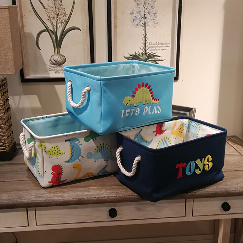 Canvas Folding Embroidery Cartoon Dinosaur Toy Storage Basket Storage Basket — image 1