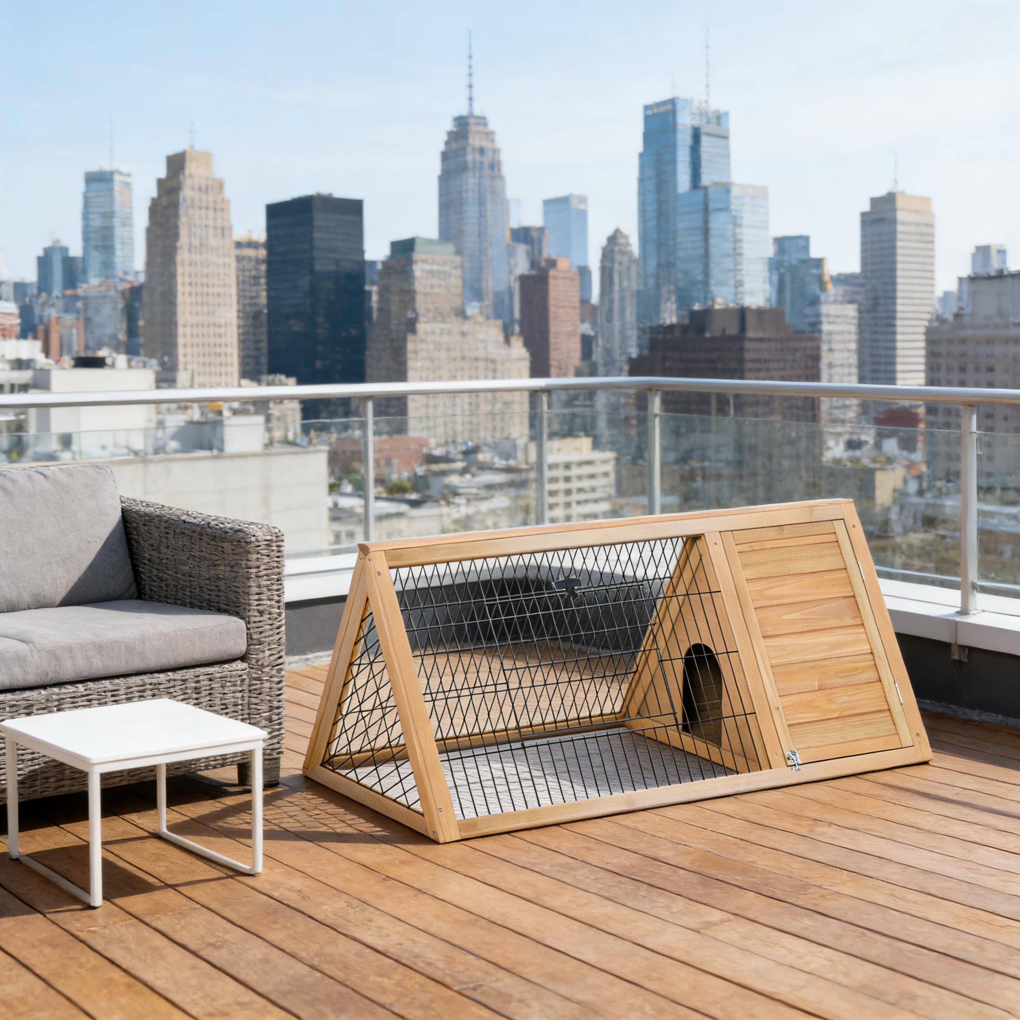 A-Frame Wooden Pet House, Small Animal Cage Rabbit Hutch — image 10