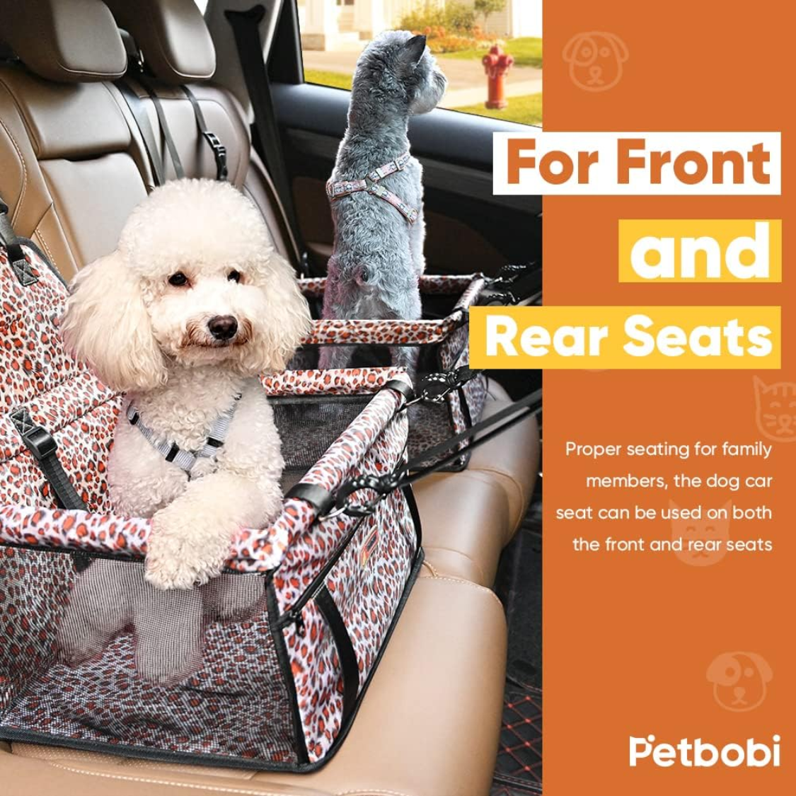 Small Dog Car Seat, Dog Car Booster Seat For Small Medium Dogs Foldable Front Seat Safety With Sturdy PVC Tube Frame, Breathable Mesh — image 6