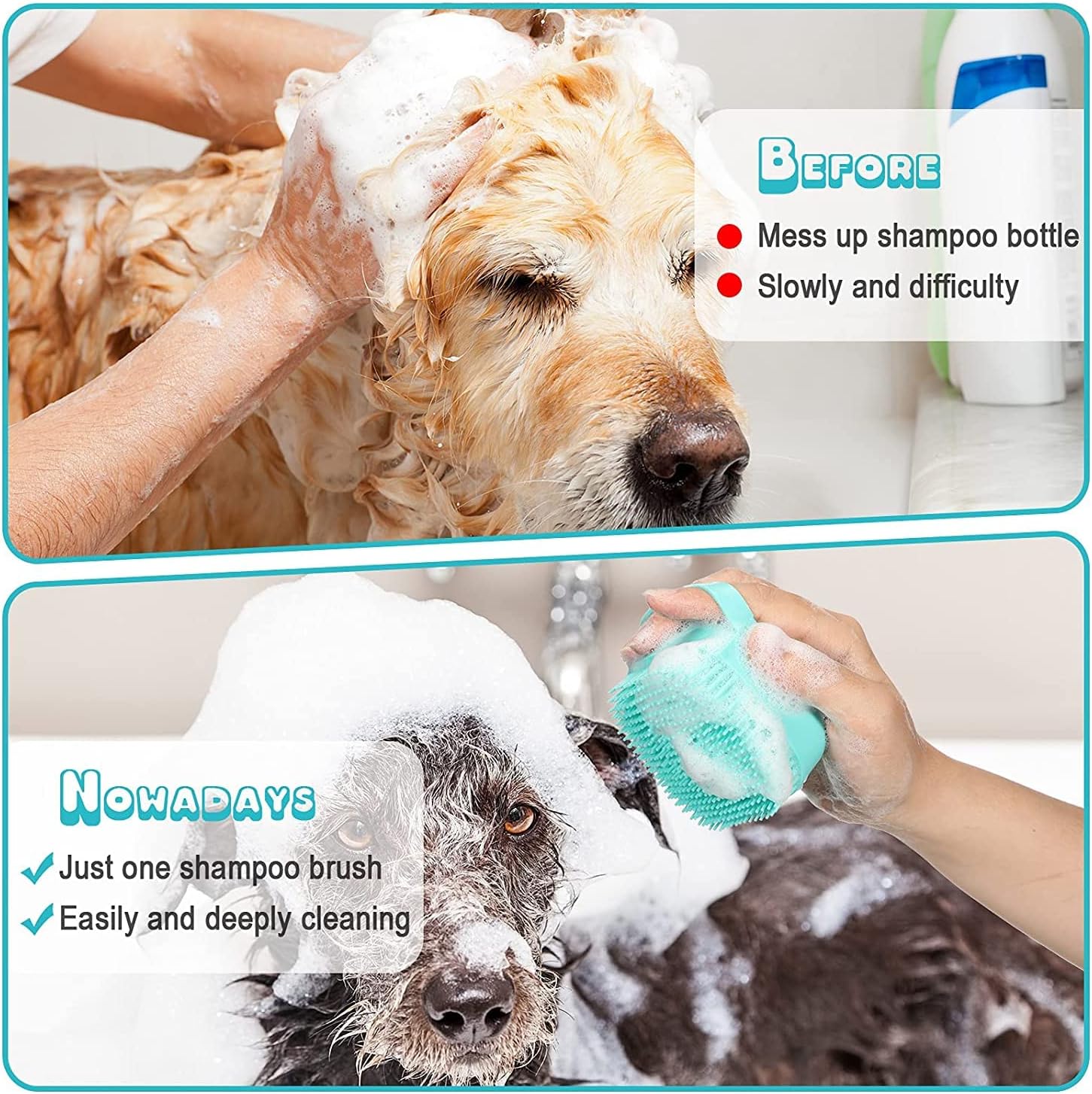 Kit de 7 piezas para el cuidado del pelaje de mascotas, cepillo auto-limpiador con tijeras de uñas y peine para pulgas — imagen 4