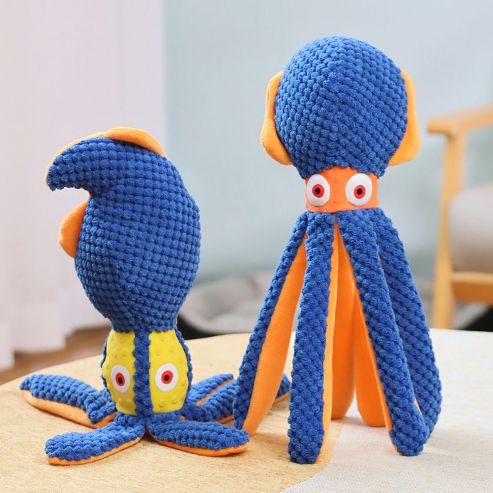 Dog plush toy with bite resistance and sound production, plush octopus toy with dog bite interaction toy — image 4