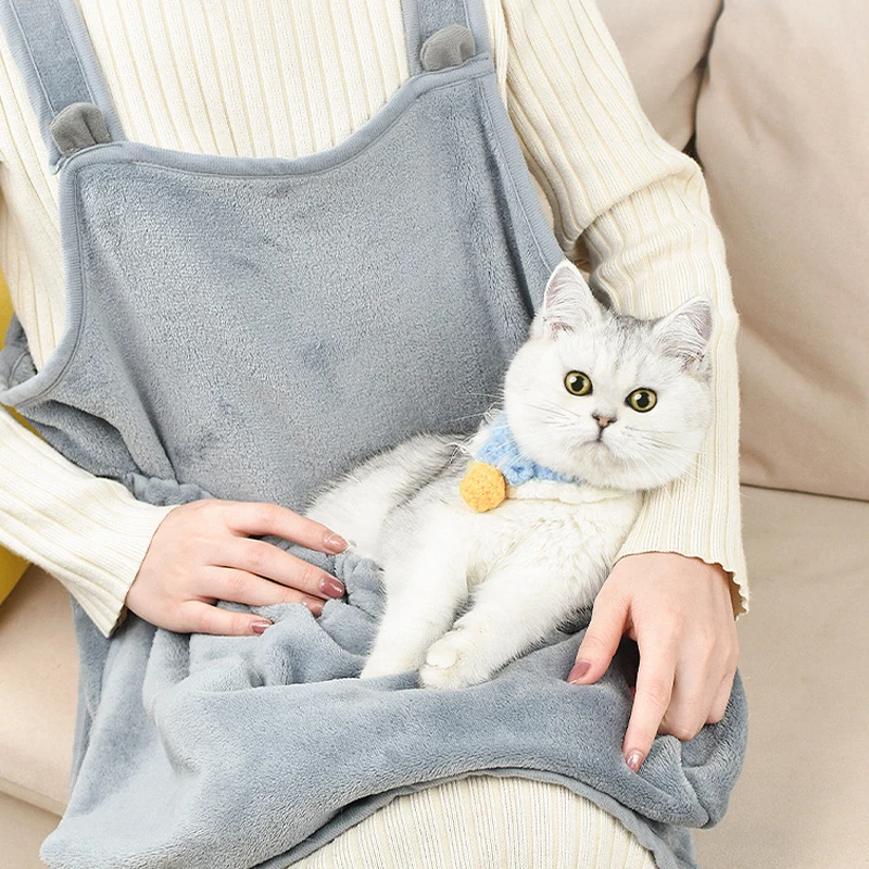 Pet transport apron, hanging chest bag for cats and puppies, plush, winter supplies — image 3