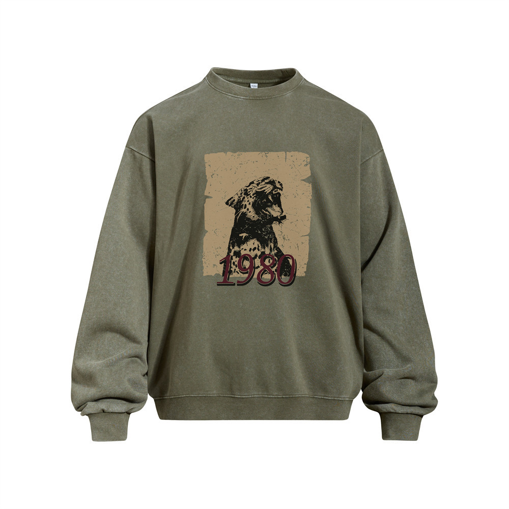 Cheetah printed fried flower used round neck hoodie — image 2