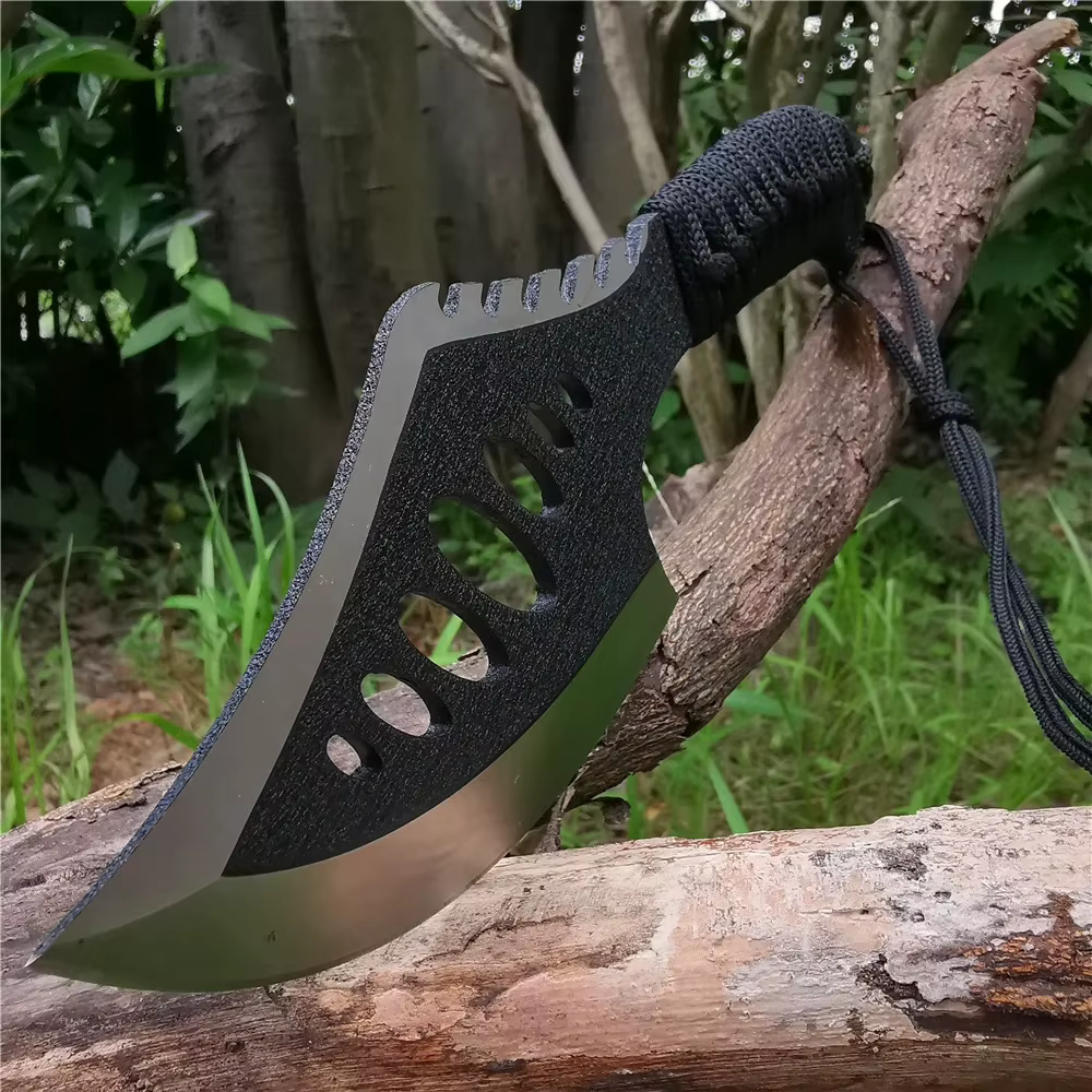 Portable Outdoor Jungle Camping Axe & Knife - Non-Slip Handle, Full Tang Stainless Steel Blade (58HRC) with Nylon Sheath, 27CM H — image 3