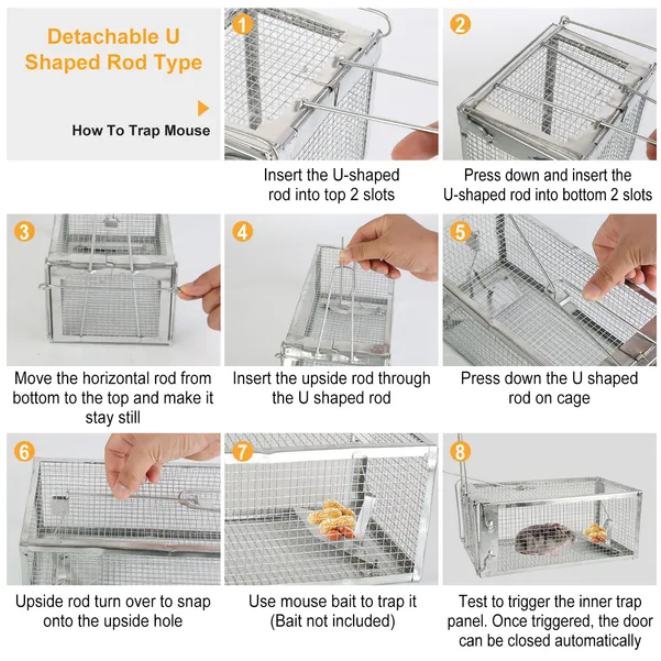 Rat Trap Cage Humane Live Rodent Trap Cage Mouse Control Bait Catch — imagen 4