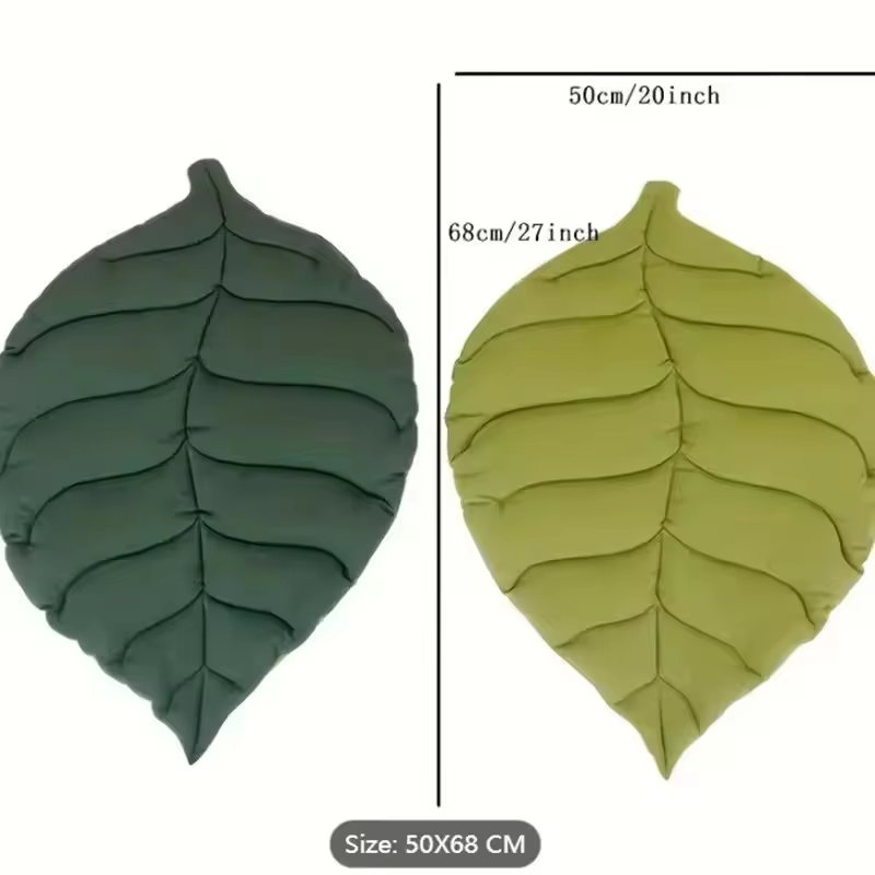 Mantas de Cama para Gatos y Perros Forma Hoja Suaves Algodón doble Cara Doble Tapete de Piso Lavable para Mascotas — imagen 6