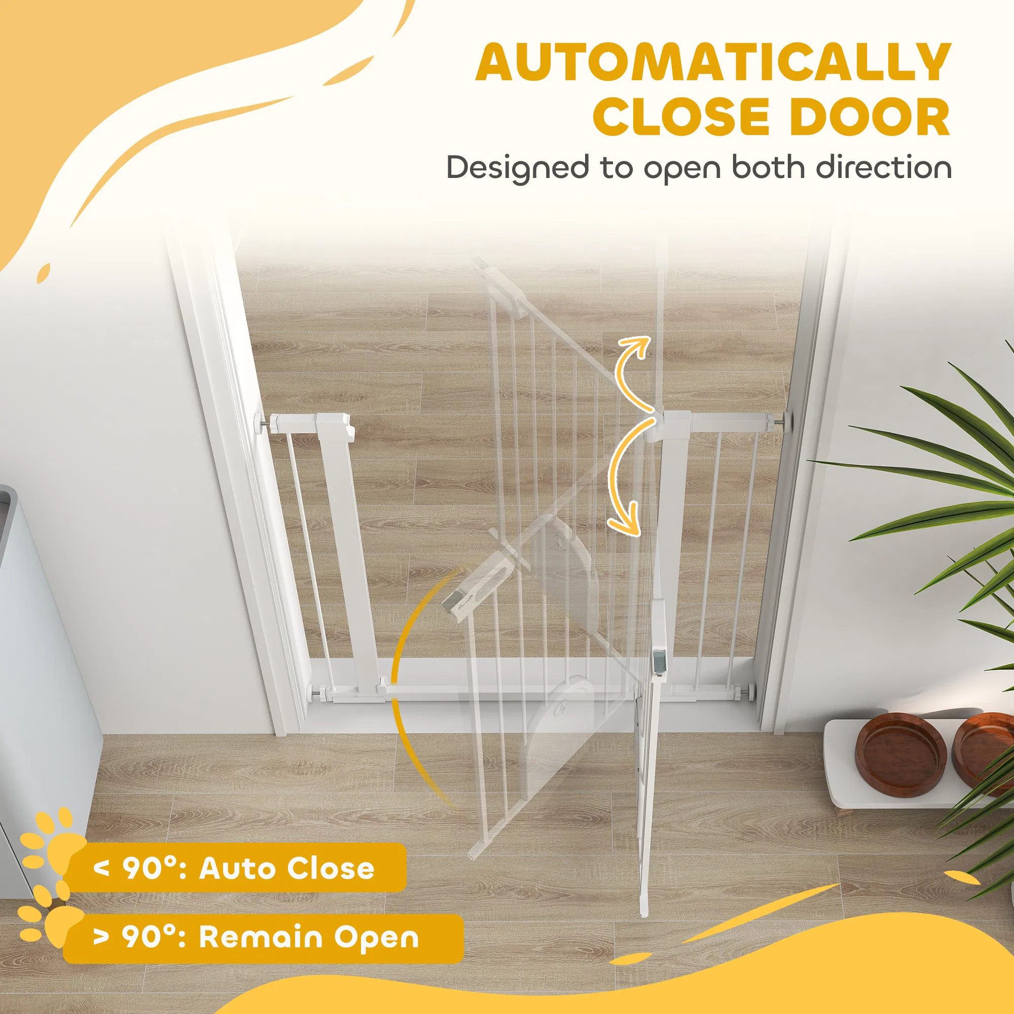 30"-41" Extra Wide Pet Gate Barrier with Small Door, 35"H Dog Gate with Safety Gate Barrier, Stair Pressure Fit, White — image 4