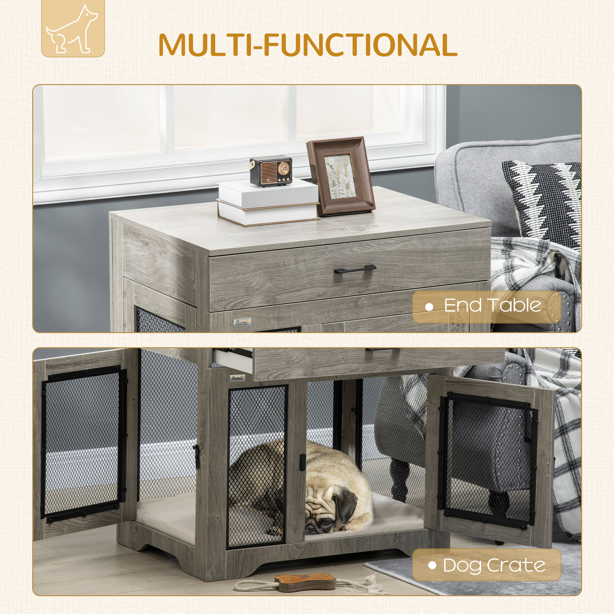 Caja de Comida Decorativa para Perros Pequeños con Sofá Acogedor, Cajón y Mesa de Entrada — imagen 5