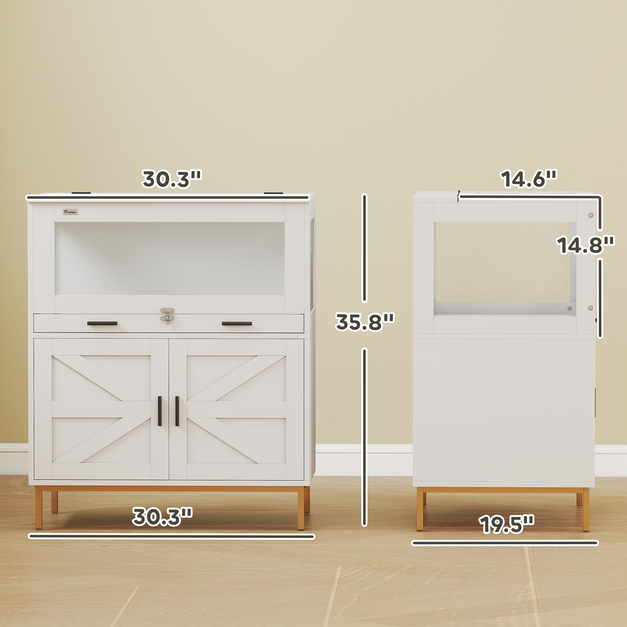 Caja para Hámsters con Gabinete de Almacenamiento, Caja para Animales Pequeños con Cajón Deslizante y Paneles Acrílicos, 76 cm x 49.5 cm x 91 cm — imagen 7