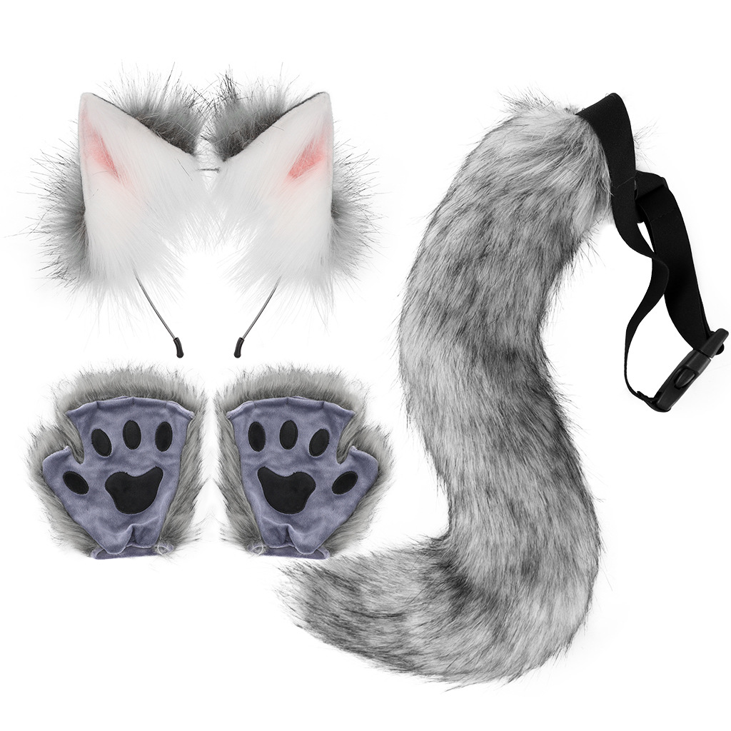 Conjunto de Disfraz para Halloween Orejas y Cola de Zorro de Peluche Falsa Accesorios de Cosplay Animales — imagen 9