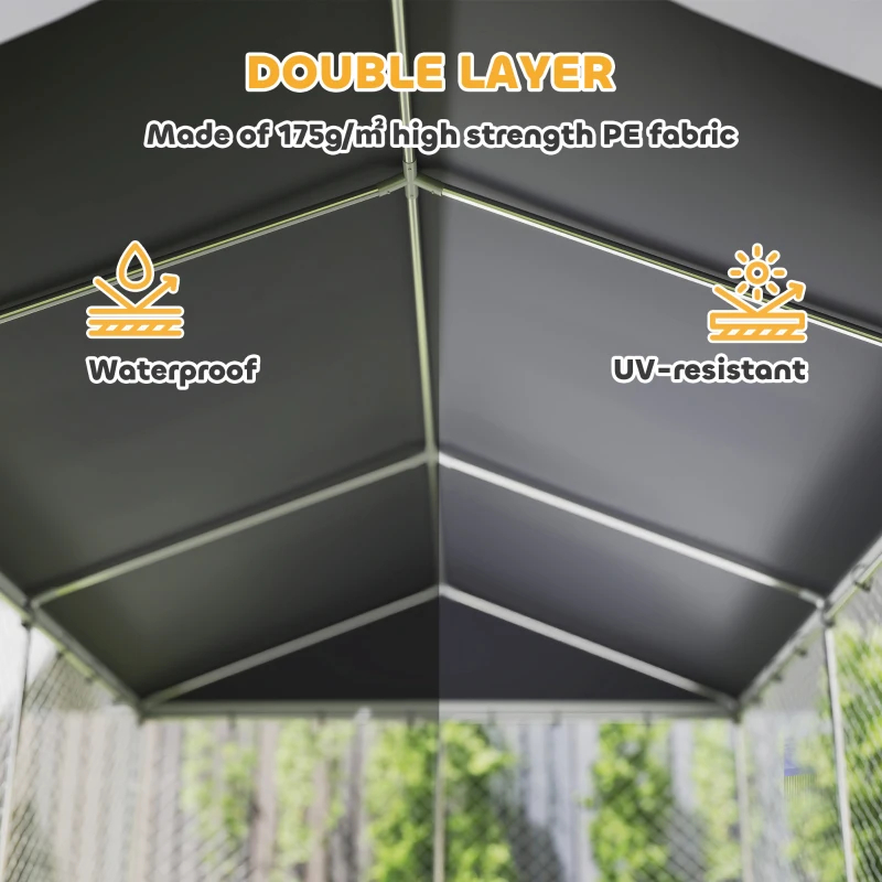 Cubo de Perro Exterior Resistente con Techo Impermeable, 2 Cerraduras Seguras, Corral para Perros en Patio de 6.10m x 3.05m x 2.13m — imagen 3