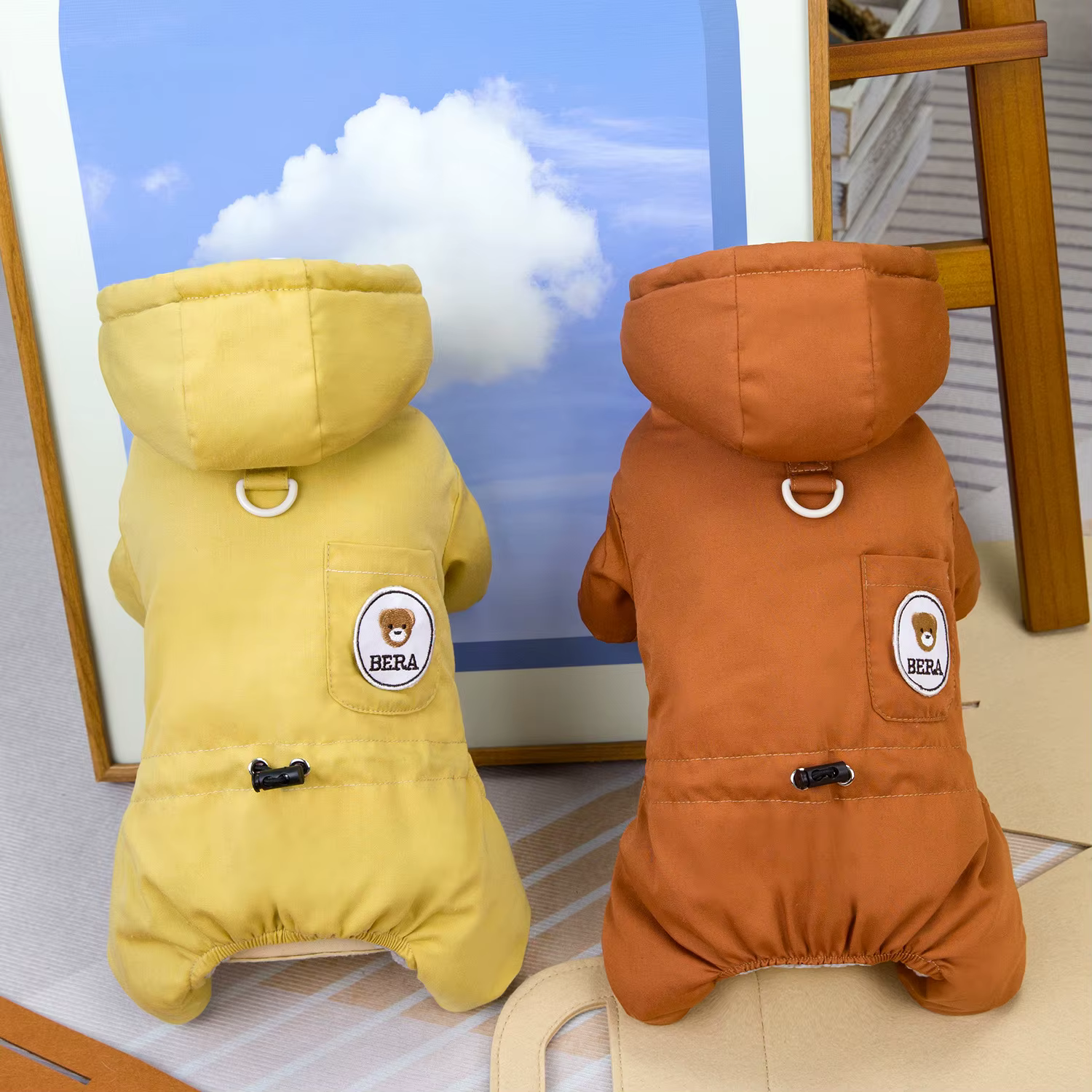 Pet clothes pet dog fotton-padded coat autumn and winter new pet clothing 24 college four-legged cotton-padded coat — image 5