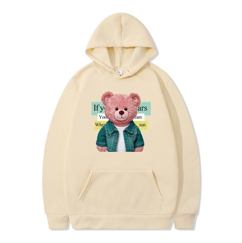 Bear Print Women's Long Sleeve Hooded Sweatshirt Bulk — image 15