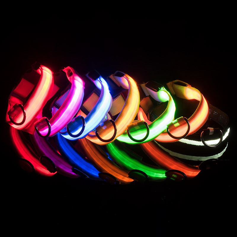 New Pet Led Cat Collar Waterproof Usb Rechargeable Nylon Flashing Light Up Led Dog Collar — image 2