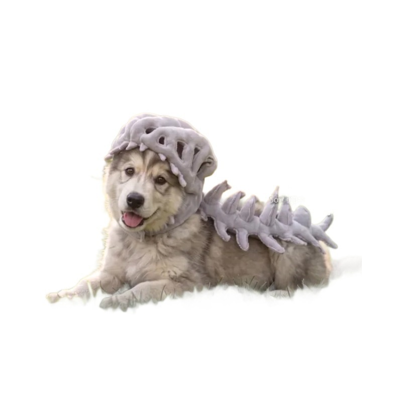Realistic Dinosaur Skeleton Pet Hood Plush Mask Cosplay Photo Prop Hat — image 1